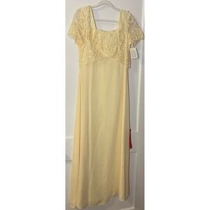 Rhapsody LTD Yellow Floral Lace Maxi Dress Size 4 Made‎ in USA Formal